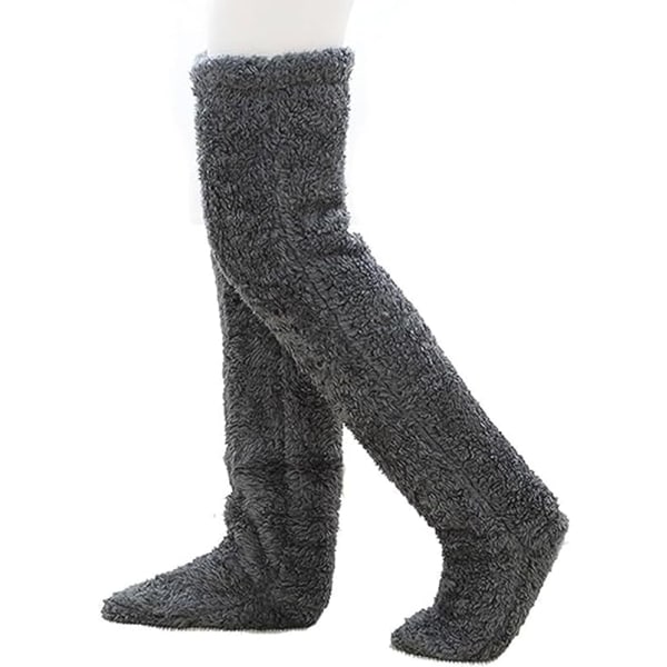 SnugglePaws Sock tofflor, damstrumpor tofflor, söta varma strumpor benvärmare knästrumpor varma tofflor strumpor Dark Gray