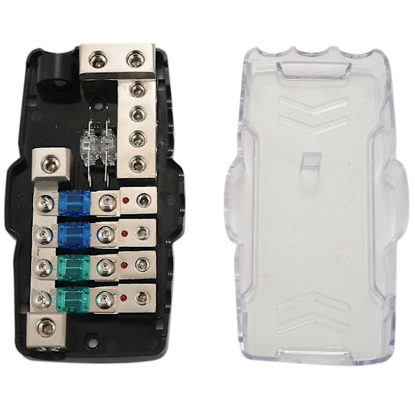 Multifunktionel LED Bil Audio Stereo ANL Sikringsholder Fordeling 0/4ga 4 Vejs Sikringsboks Blok 30a (haoyi)