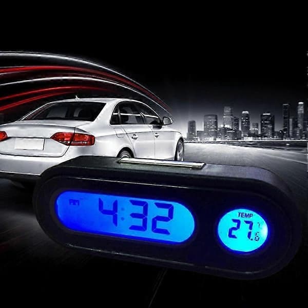 Elektronisk bilur med lysende termometer og LED digitalt display til instrumentbræt