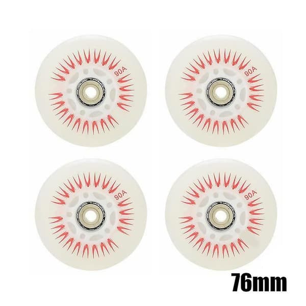 4 stk. Flash Inline Skate Hjul 90A LED Lysende Skatehjul 80 76 72 68 White 80mm