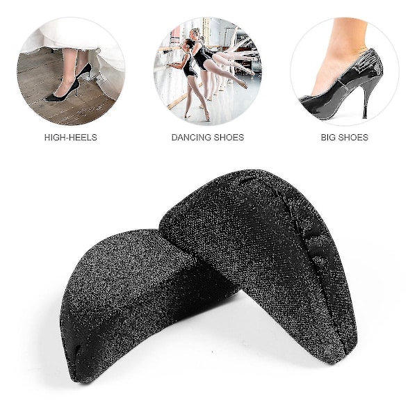 Healifty 2 Par Mjuka Svamptåpluggar Fotstöd Skofyllare Unisex Skoinsatser För Att Få Stora Skor Att Passa One Size (svart)