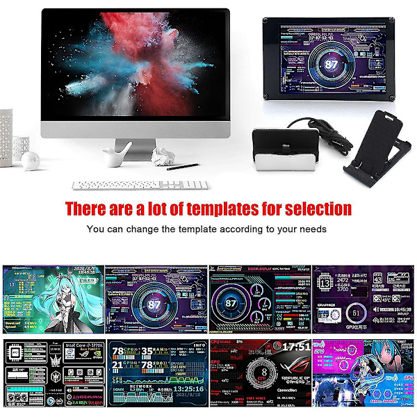 3,5 tums datorskärm IPS LCD-skärm Ljus Aida64 RGB Andning USB-skärm Underskärm