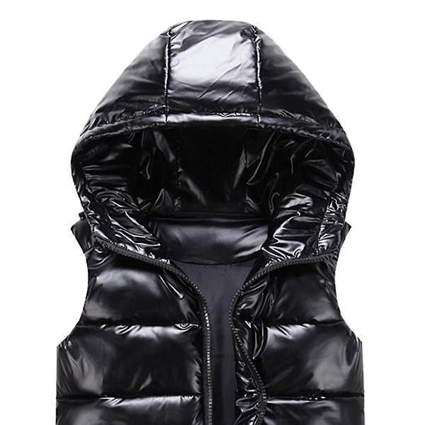 Unisex blank vattentät ärmlös jacka Lätt dunväst Bästa julklappen Black XL