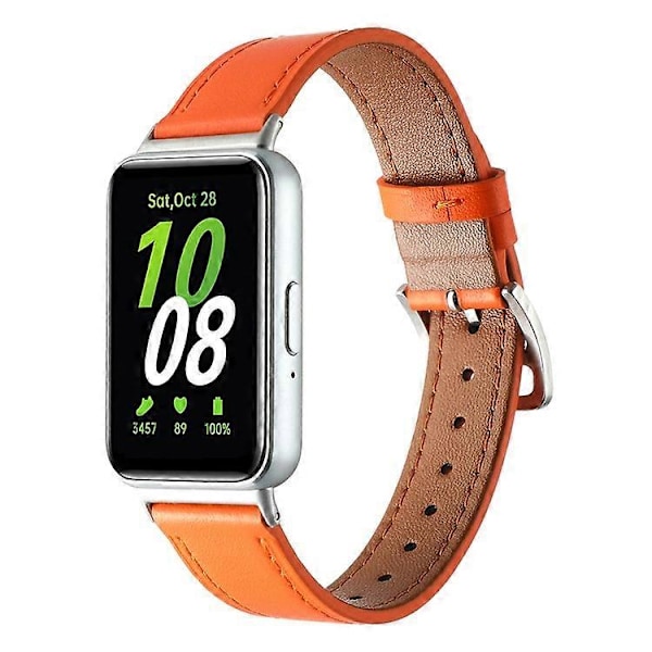 Kompatibel med Samsung Galaxy Fit3 Ægte Læder Urrem Udskiftning Orange