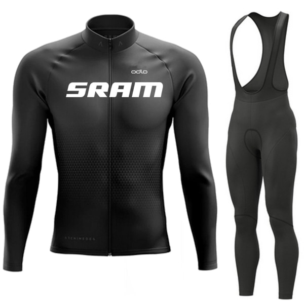 SRAM Pro Autumn Cycling Jersey Set Cykel Sportkläder Kostym MTB Uniform Ropa Ciclismo Road Bike Kläder Bicicleta Long Bib Byxor Army Green XL