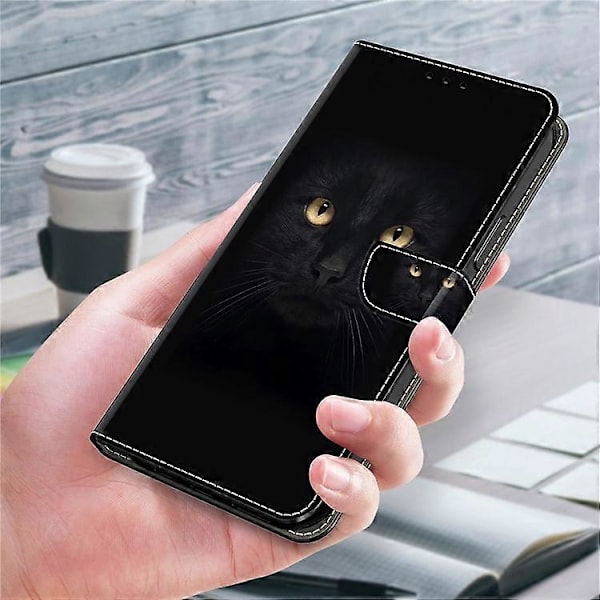 Kompatibelt för Xiaomi Redmi 13C / Poco C65 4G Mobilskal PU Läder 3D Mönster Flip Folio Fodral Black