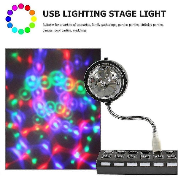 USB LED Fargerik Roterende Scene Lys Krystall Magisk Ball Party DJ Disco KTV Lampe