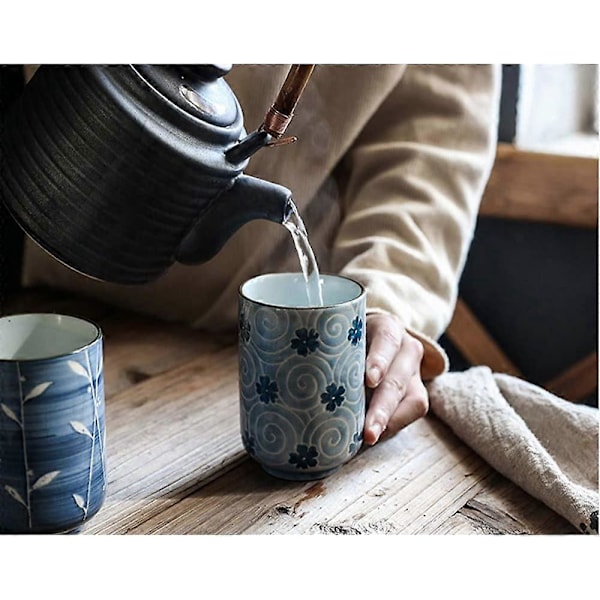 Japanske tekopper Keramisk kop krus Japansk traditionel blomst smukt design sæt med 2 tekopper 300 ml