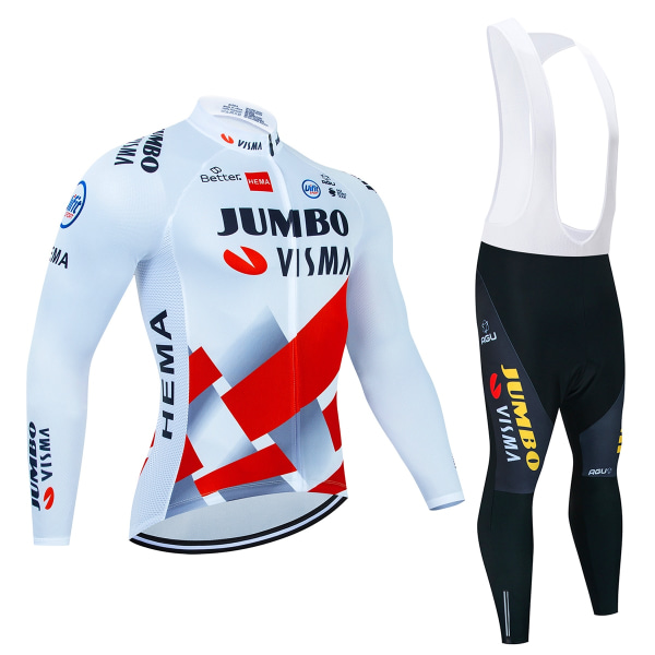 2023 JUMBO Långärmad Cykeltröja Set haklapp Byxor Ropa Ciclismo Cykelkläder MTB Cykeltröja Höstuniform Herrkläder Yellow 4XL