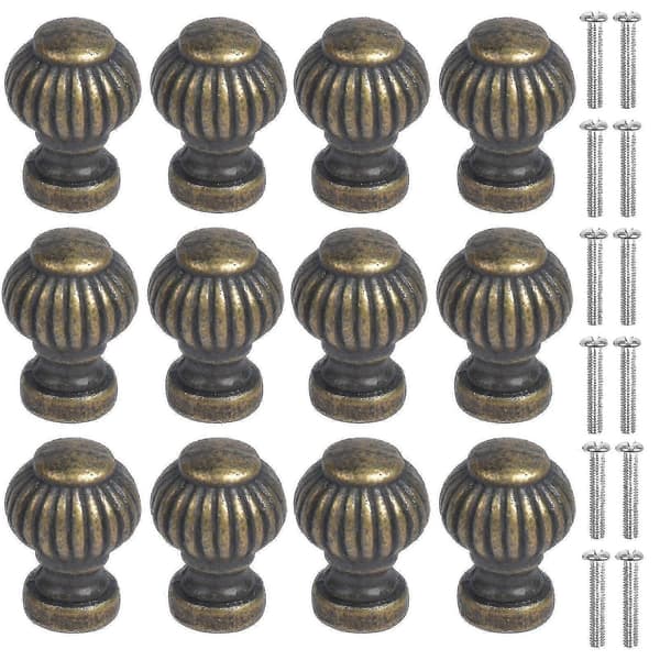 12 st Möbelknoppar Lådknoppar Brons Möbelhandtag Vintage