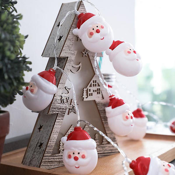 Jultomtehuvud Ledsnöre Fairy Lights Hemmaträdgård Xmas Tree Ornament Lamp Party Festlig Hängande Dekoration Batteridriven 20Leds 2M