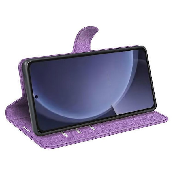 Kompatibelt Skal för Samsung Galaxy S25+ Litchi Textur Stötsäkert Läder Plånboksfodral Purple