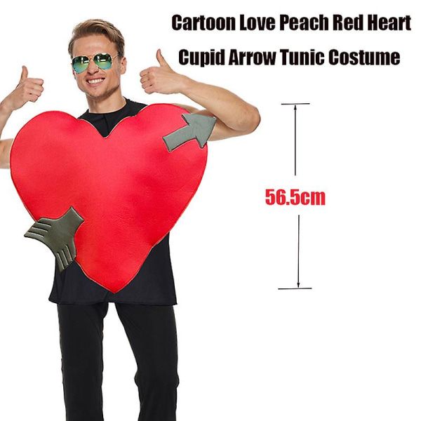 Unisex naiset miehet aikuisten sarjakuva rakkaus persikka punainen sydän Cupid Arrow puku Halloween Ystävänpäivä