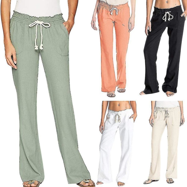 Dambyxor i bomullslinne Beach Pant apricot S