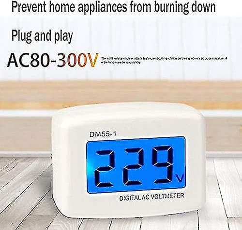 220V Blå Bakgrundsbelysning Digital LCD Voltmeter Panel Spänningstestare EU-kontakt DM55-1 AC 80-300V