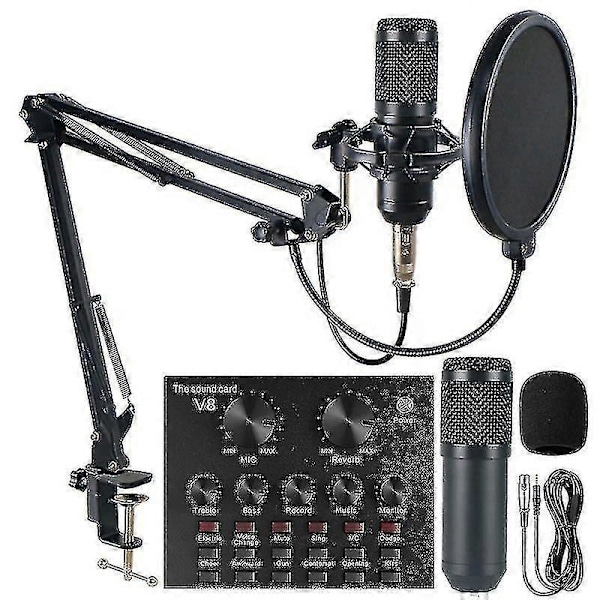 Professionellt inspelningsstudio ljudinterface inspelning extern live Bm-800 karaoke mikrofon V8 ljudkort kondensatormikrofon