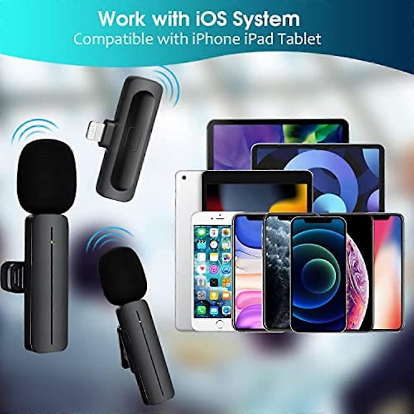 Trådløs Lavalier Revers Mikrofon til iPhone iPad - Professionel Videooptagelse Lav Mic 2 Clip-on Mikrofoner til YouTube Interview Vlog Livestream