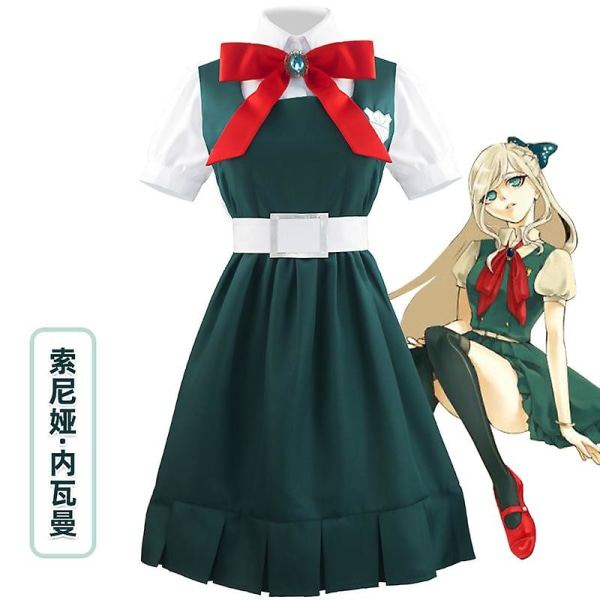 Danganronpa V2 Gakuen Sonia Nevermind Cosplay Costume High School Uniform Suit Outfit Kjol L