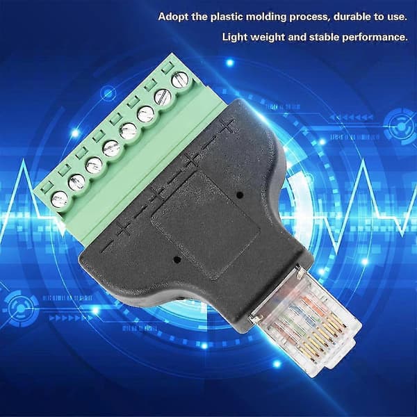 RJ45 Hane till 8-Pin Terminal Block Ethernet Adapter Converter