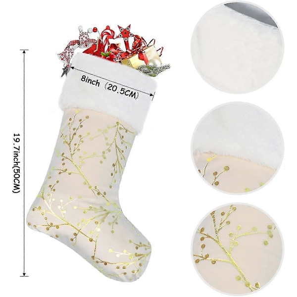 Julestrømpe jakke 2 store 22 tommer Jul (hvit2p)
