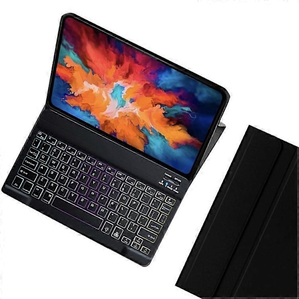 Avtakbart Bluetooth-tastatur Kompatibelt med Lenovo Tab P11 Plus TB-J616F / TB-J607L Smart Tablet-deksel med stativ og bakgrunnsbelysning Black