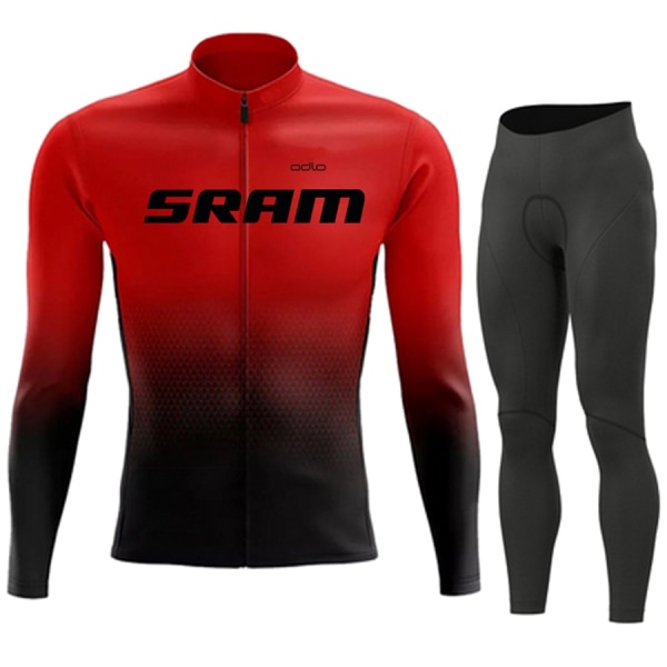 SRAM Pro Autumn Cycling Jersey Set Cykel Sportkläder Kostym MTB Uniform Ropa Ciclismo Road Bike Kläder Bicicleta Long Bib Byxor Army Green 4XL