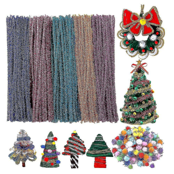 500 Piece Pipe Cleaner Jouluinen Glitter Pipe Cleaner Joulukoristeita