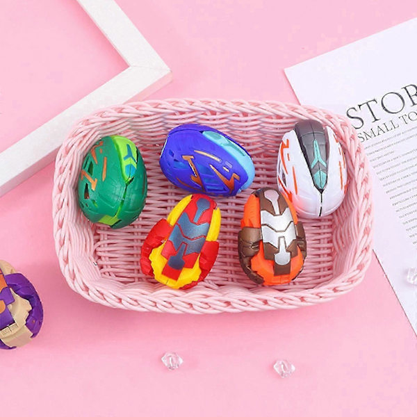 6 stk/sett Dinosaur Robot Transformering For Barn Deformasjon Dinosaur Egg Automatisk Transformasjon Vridning Gutter Utdanningsmessig