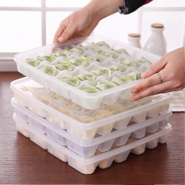 Frysta dumplings förvaringslåda kylskåpsorganisatör matlåda Q