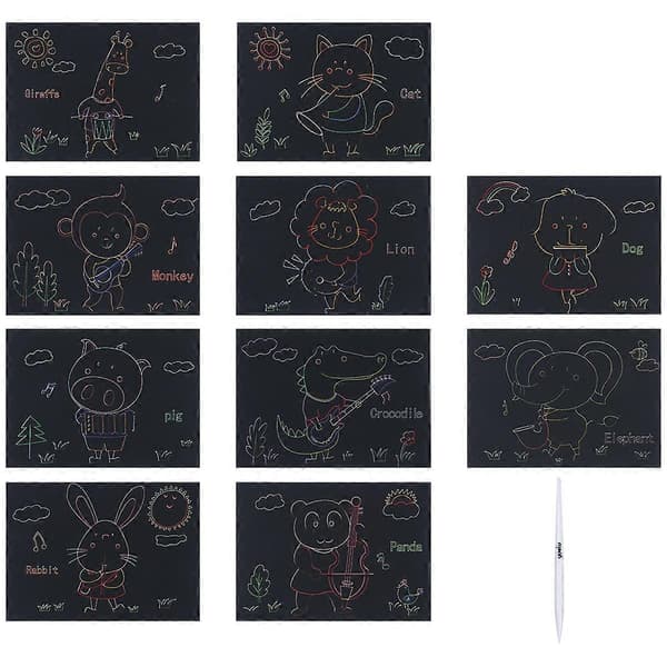 Skrapmålning Kit Heminredning Skrap Ritpapper 26x19cm Svart 11-pack
