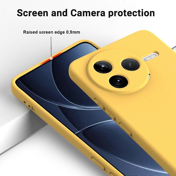 Kompatibel med Xiaomi Poco F7 Pro 5G / Redmi K80 5G Cover Flydende Silikone Telefon Bagside Cover med Håndrem Yellow