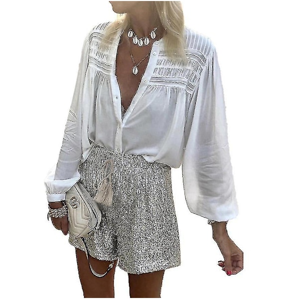 Dam Högmidjade Shorts Casual Paljettglitterbyxor