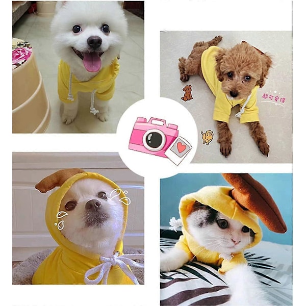 Kæledyrstøj Hundehættetrøjer Varm Sweatshirt Frakke Hvalp Efterår Vinter Beklædning Jumpsuit med Frugthætte, Banan, S