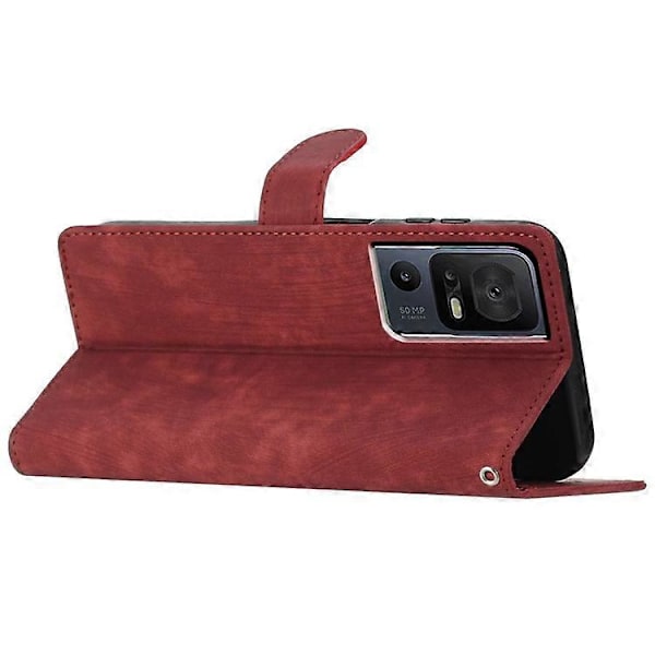 Kompatibel med TCL 40 SE Etui med Håndledsrem Hud-berørings Wallet Læder Telefon Cover Red