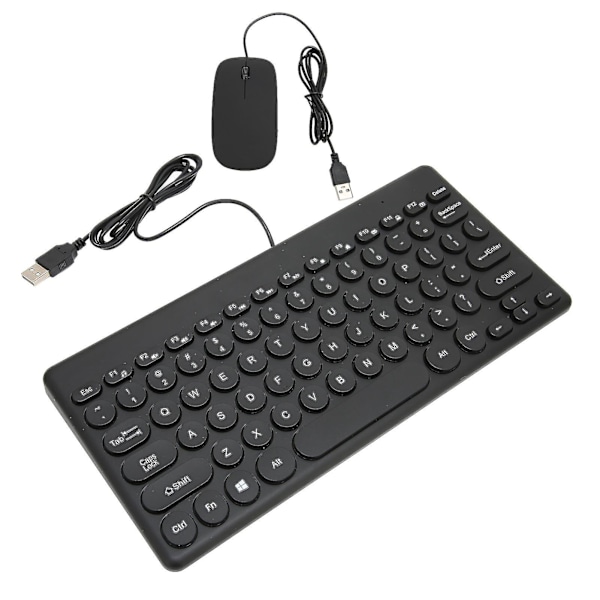 Ergonomiskt tangentbord och mus-combo, energisparande, 78 runda tangenter, 4 musknappar, trådbundna datortillbehör - Svart.