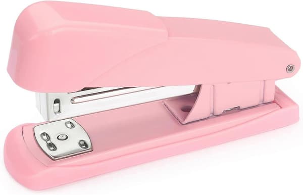 Stiftemaskin, kontorstiftemaskin, bordstiftemaskin, stiftemaskin for skrivebord (rosa)