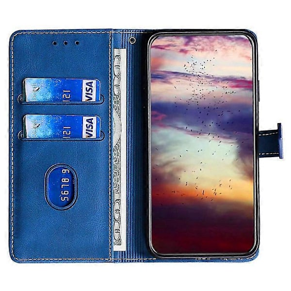 Kompatibelt för TCL 505 Fodral PU Läder Telefonskal Anti-Fall Skal med Ställfunktion Blue