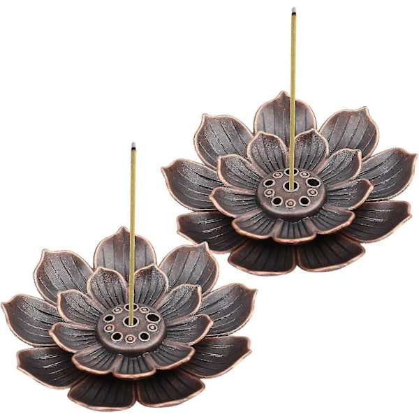 2 stk Messing Røkelsesholder, Lotus Røkelsesholder, Røkelsesholder, Røkelsesbrenner, Røkelsesbrenner, 6 Hull Røkelsesholder Uten Røkelsespinner