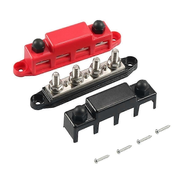 Samleskinne 12V 300A Strømfordelingsblok 4 X 3/8In Studs 12V Bil Marine Batteri Samleskinne Term-Yvan