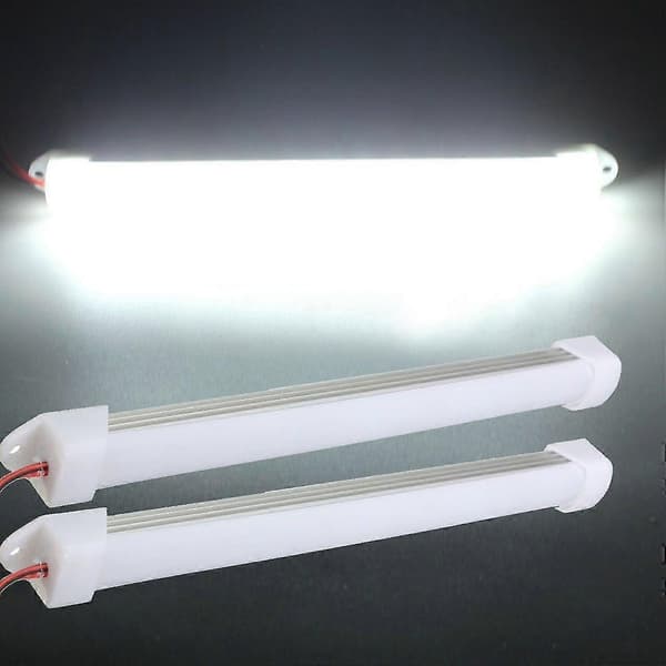 2x 12V Bil LED SMD Interiør Lyslist Rør Stripe Lampe Varebil Båt Bobil Kald Hvit