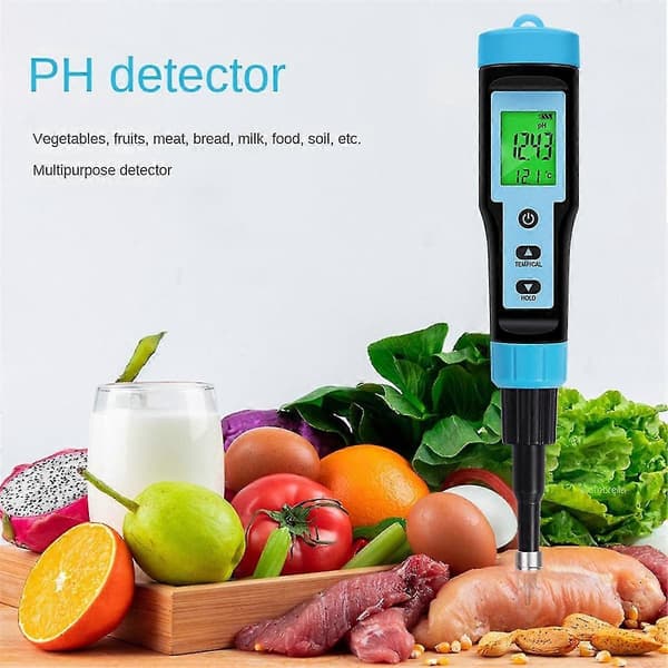 Fødevare PH Måler 0.00-14.00PH Høj Nøjagtighed Temp PH Tester Sensor Syreanalysator til Kød Konserves Ch