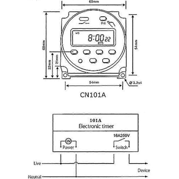 Elektronisk Timer DC12V 16A 17 Program Programmerbar LCD-skärm UDV