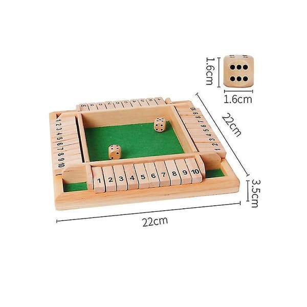 Deluxe 4-spelar Shut The Box Träspel Klassiskt Tärningsbräde Leksak (1 set)