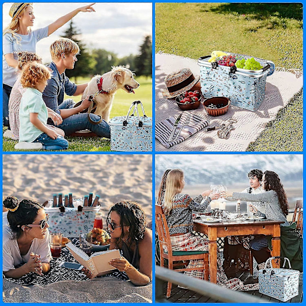 Picknickkorg, Kylkorg, Shoppingkorg, Kylväska, Shoppingväska, Picknickväska för Picknick, Vandring, Camping
