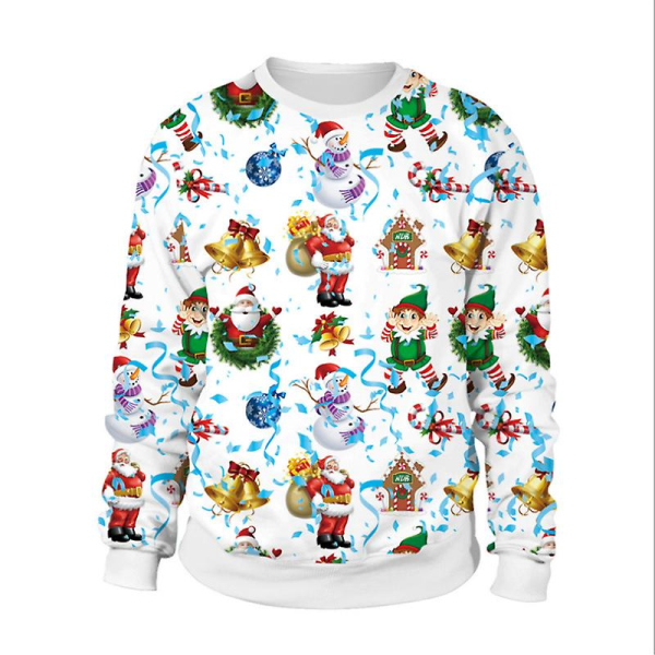 Printed jultryckt långärmad tröja tröja män Kvinnor Xmas Party Crew Neck Nyhet Ugly Jumper Casual Toppar style 9 L