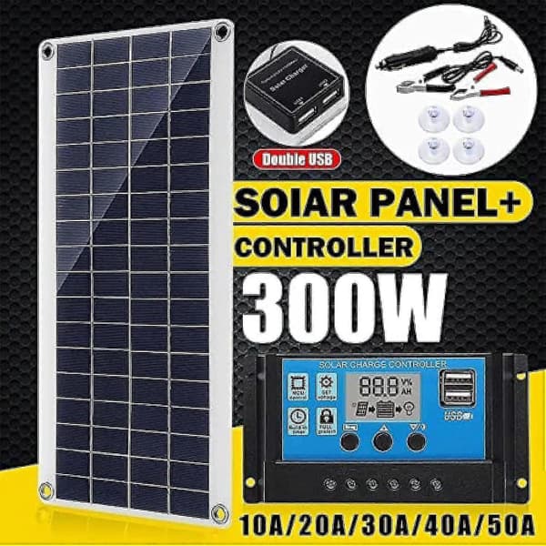 300W 12V Solpanel Kit Batteriladdare 300 Watt 12 Volt Off Grid System Med 10A-60A Styrenhet