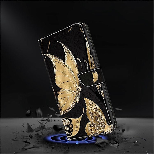 Kompatibelt för Xiaomi Redmi 13C / Poco C65 4G Mobilskal PU Läder 3D Mönster Flip Folio Fodral Gold