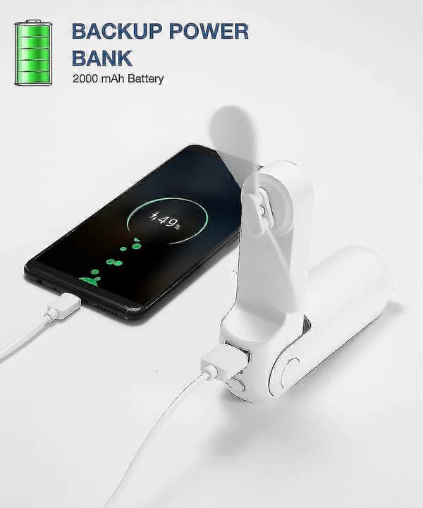 USB Genopladelig Håndholdt Mini Ventilator (hvid)