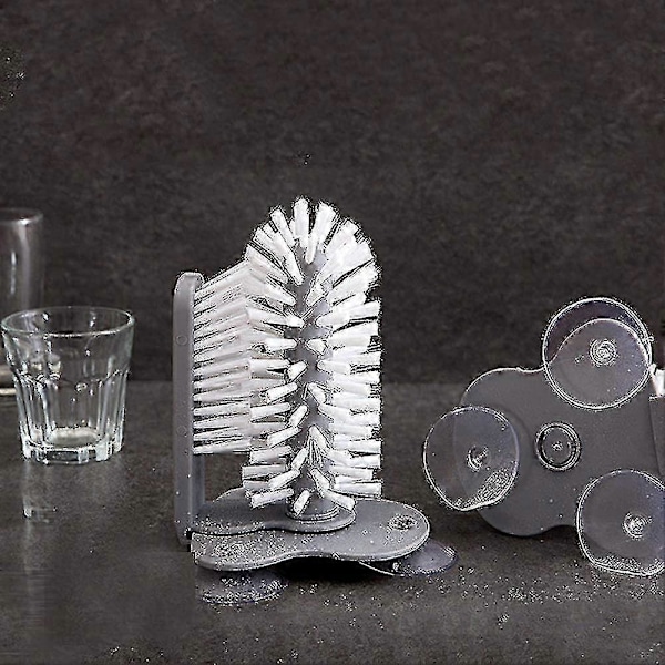Vattenflaskrengöringsborste Glas Kopp Tvättare Med Sugkopp Bristle Borste För Ölkopp, Hög Fot Kopp, Rödvinsglas Och Mer Bar Kök Diskbänk Hem