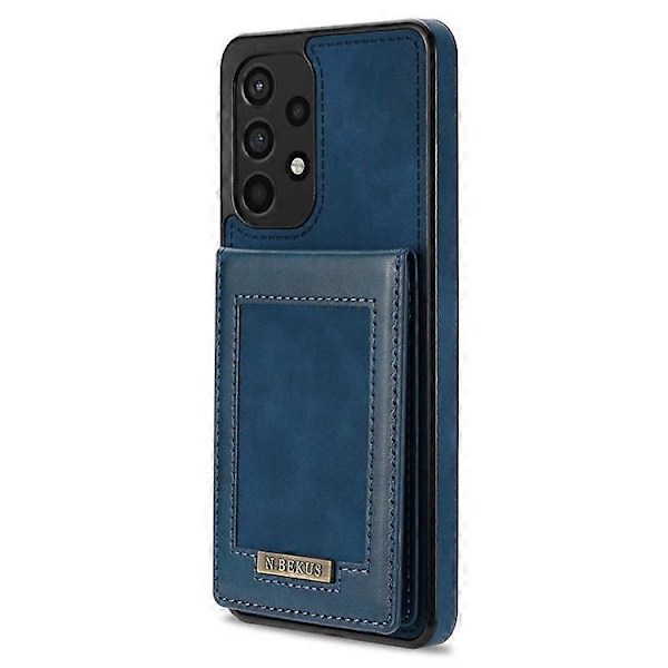 N.BEKUS Yhteensopiva Samsung Galaxy A53 5G Pudotussuojattu Puhelinkotelo Jalusta RFID Pystykorttipidike PU Nahka+TPU Suoja Blue